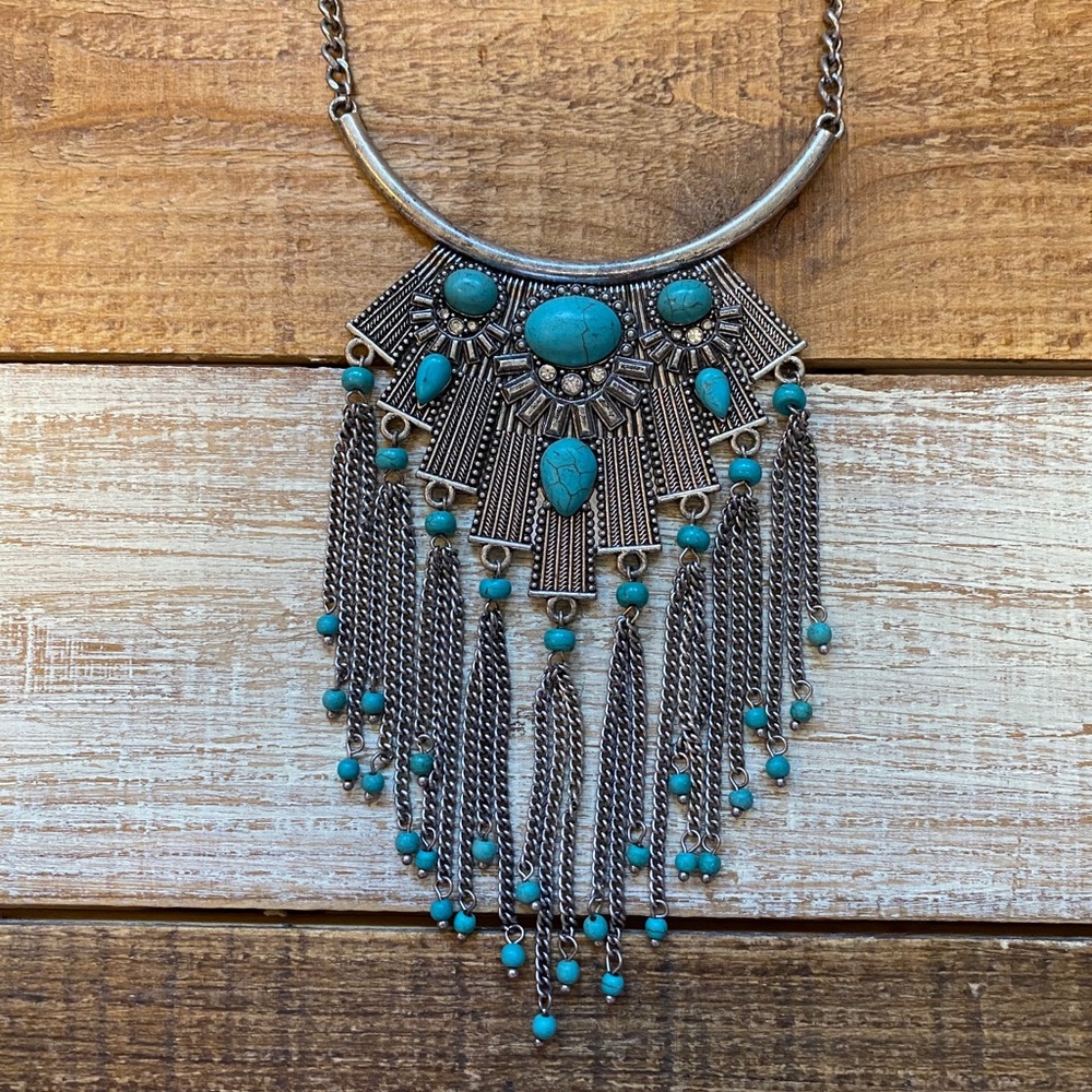Silver & Turquoise Statement Necklace